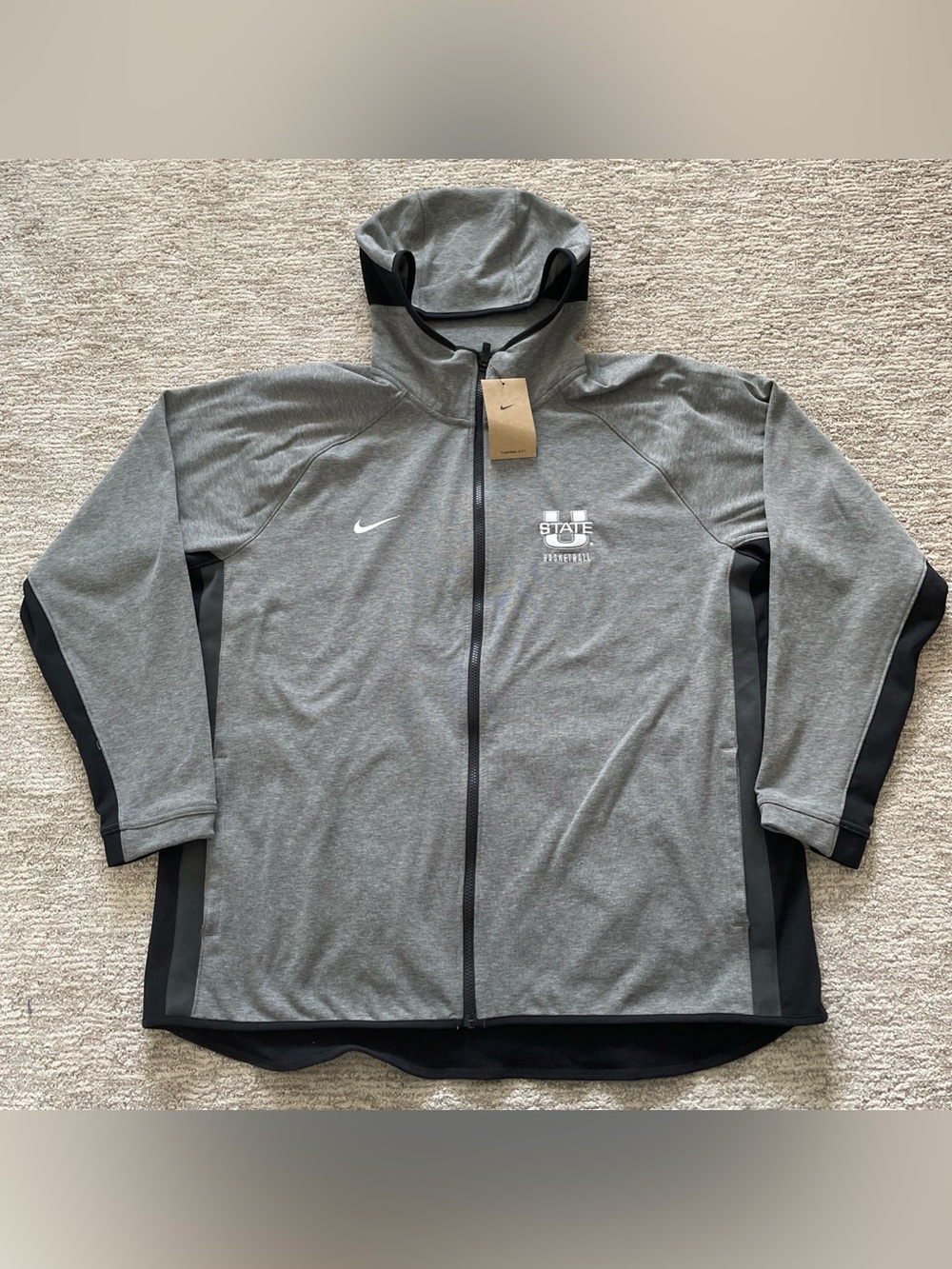 Utah State Aggies Basketball Nike Showtime Hoodie Therma-Fit XXL Gray Full Zip